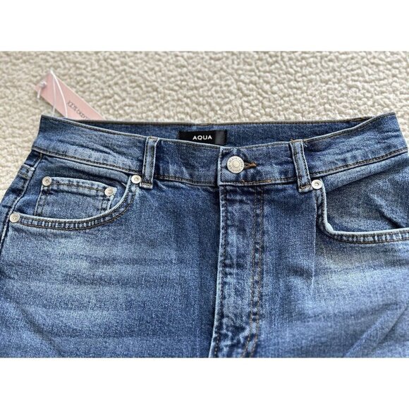 AQUA High Rise Slim Leg THE STELLA in Dakota Blue Denim Jeans Size 27 - Picture 8 of 14